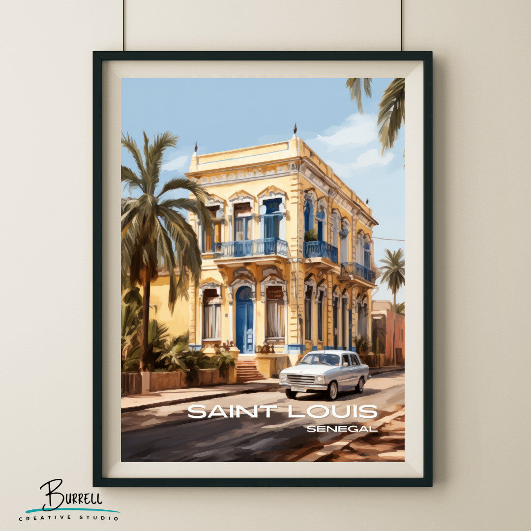 Saint Louis Senegal Colonial Architecture Travel Poster & Wall Art Poster Print