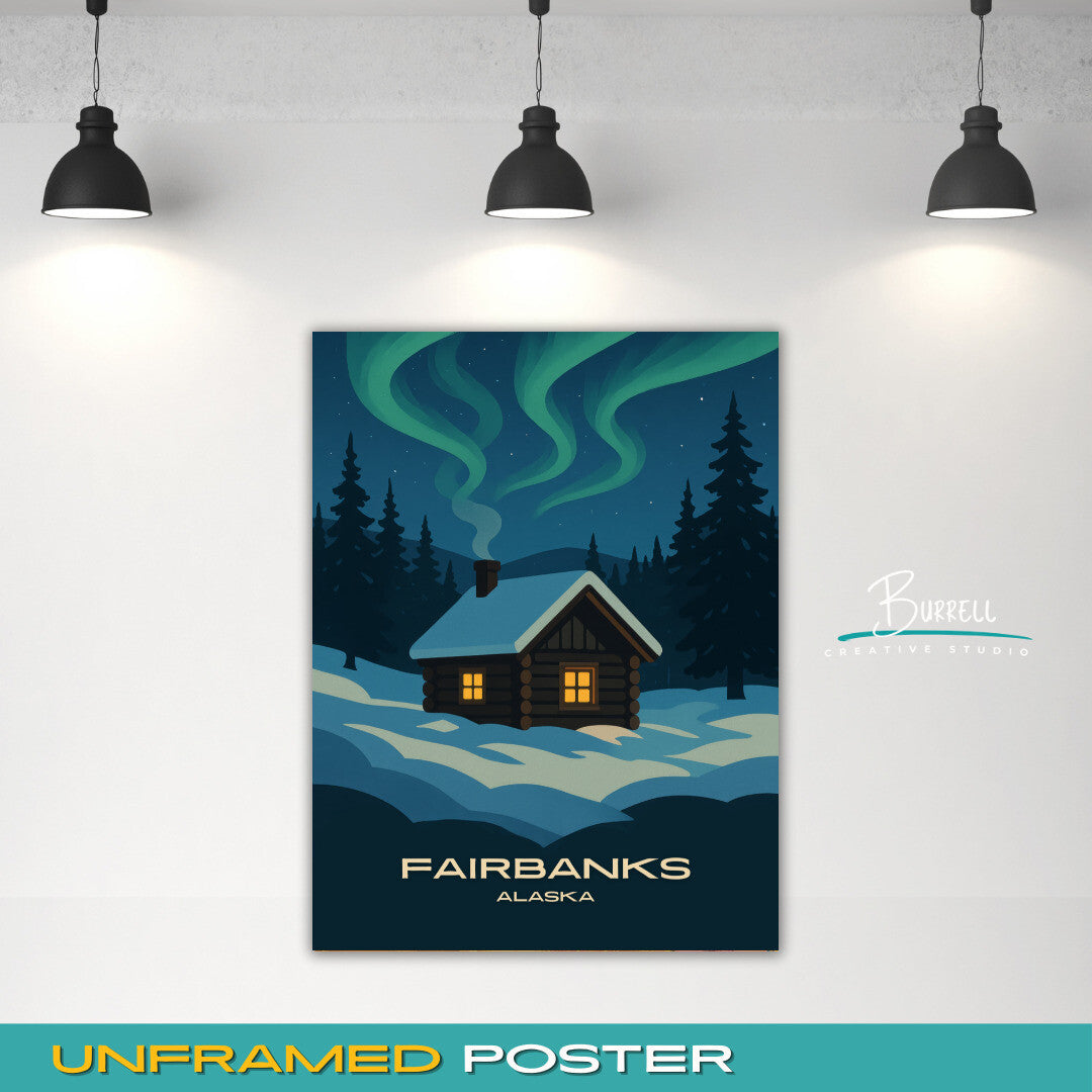 Fairbanks Alaska Winter Scenery Travel Poster & Wall Art Poster Print