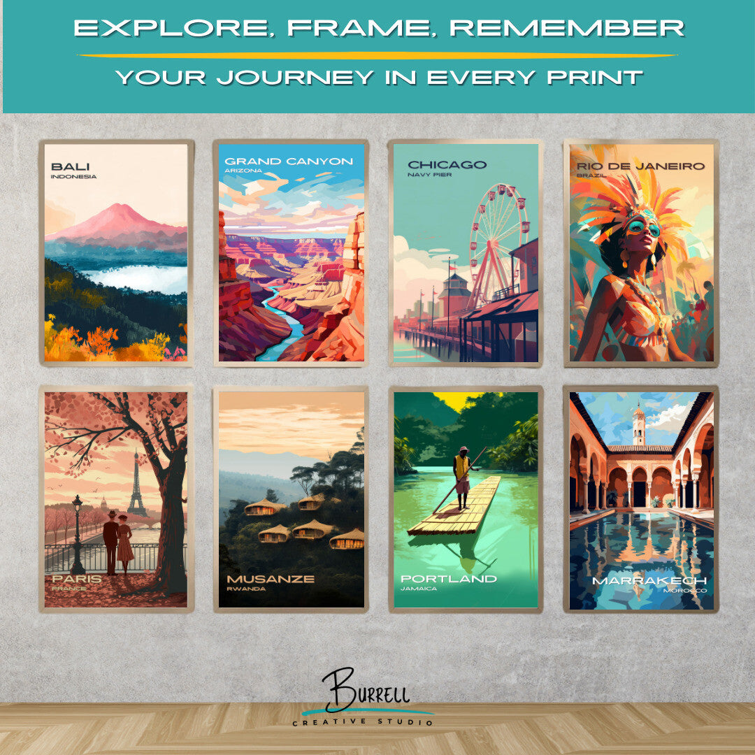 Chicago Illinois Navy Pier Travel Poster & Wall Art Poster Print