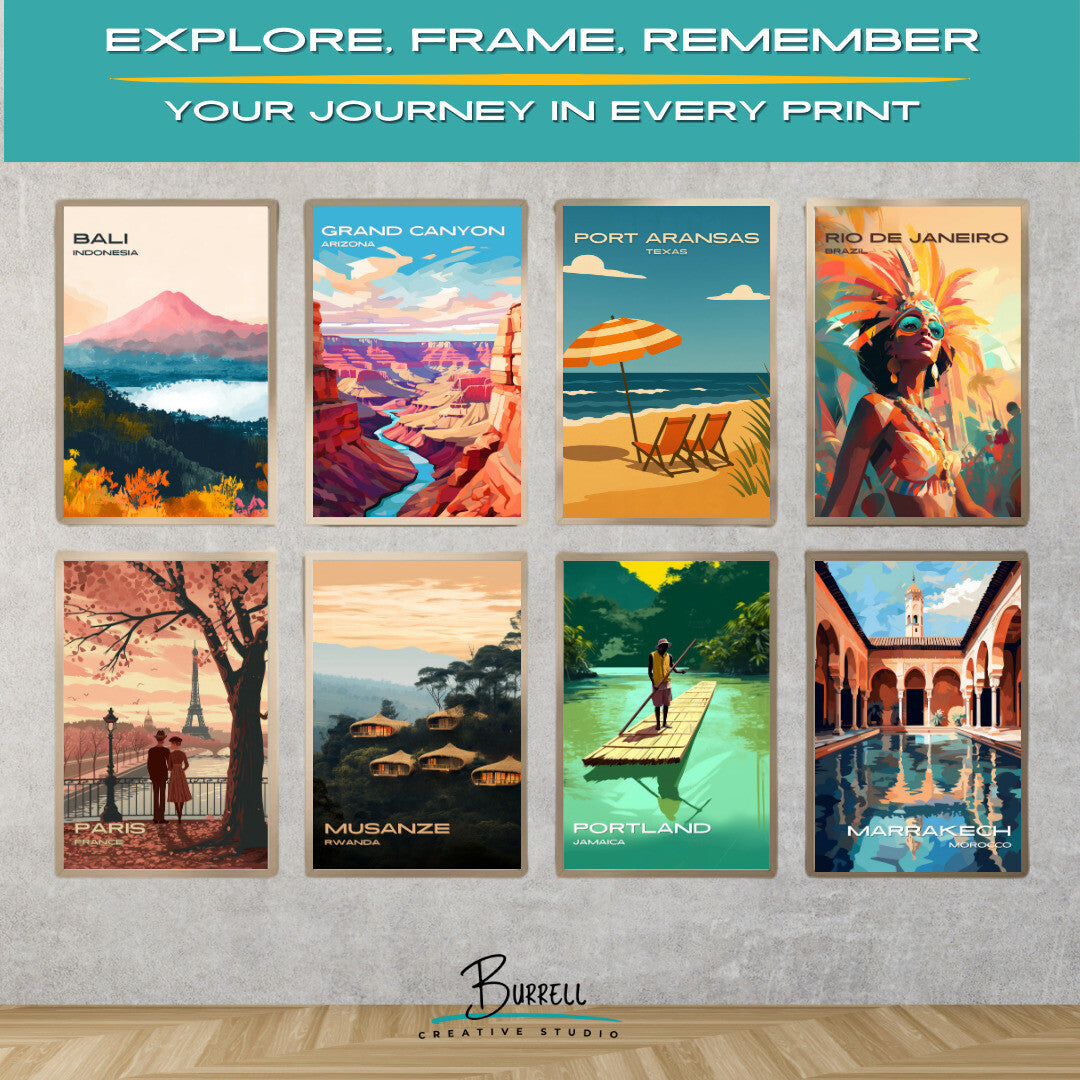 Port Aransas Texas Beach Travel Poster & Wall Art Poster Print