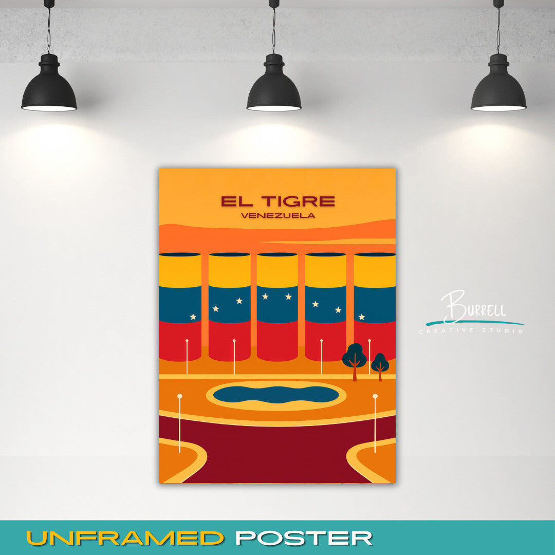 El Tigre Venezuela La Bandera Travel Poster & Wall Art Poster Print