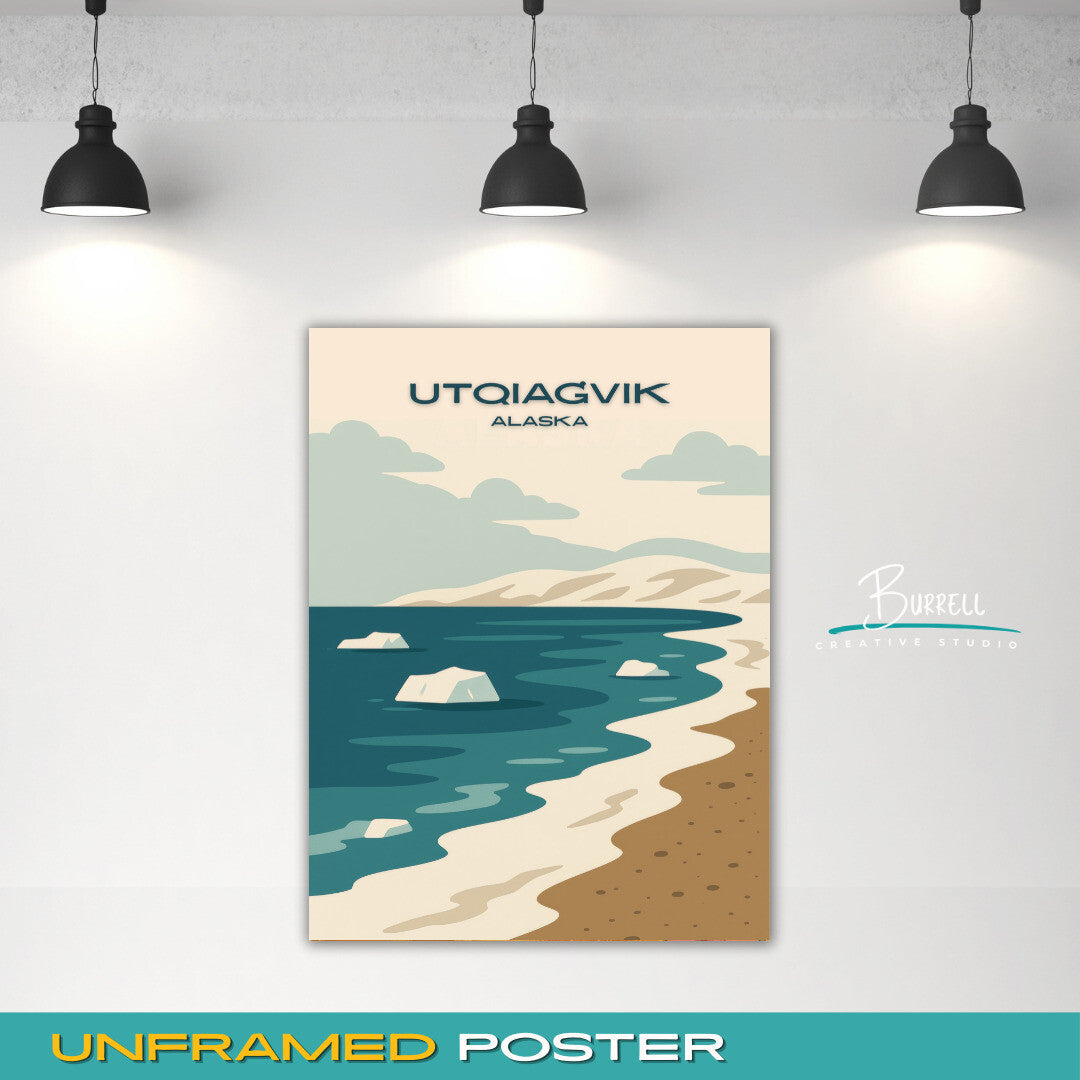 Utqiaġvik Alaska Winter Scenery Travel Poster & Wall Art Poster Print