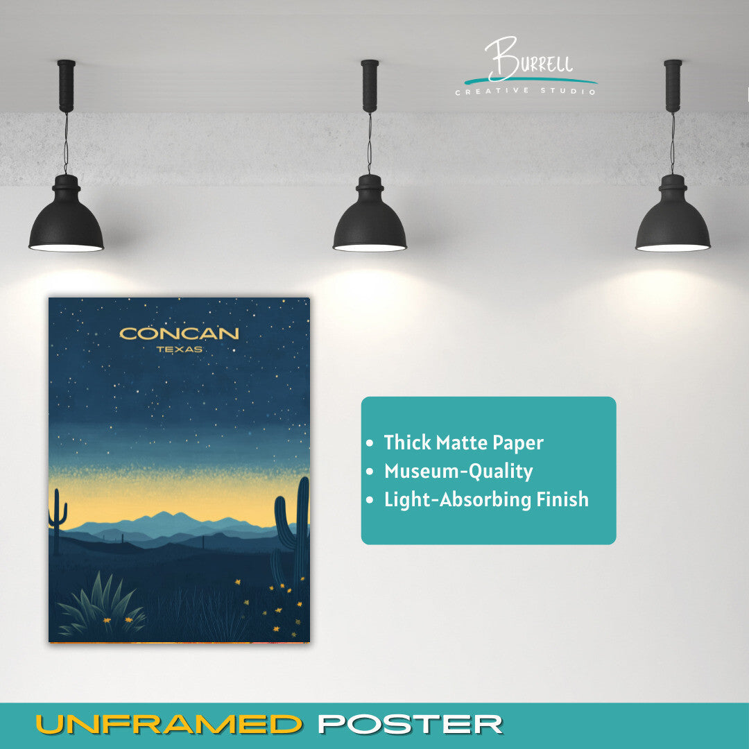 Concan Texas Night Sky View Travel Poster & Wall Art Poster Print