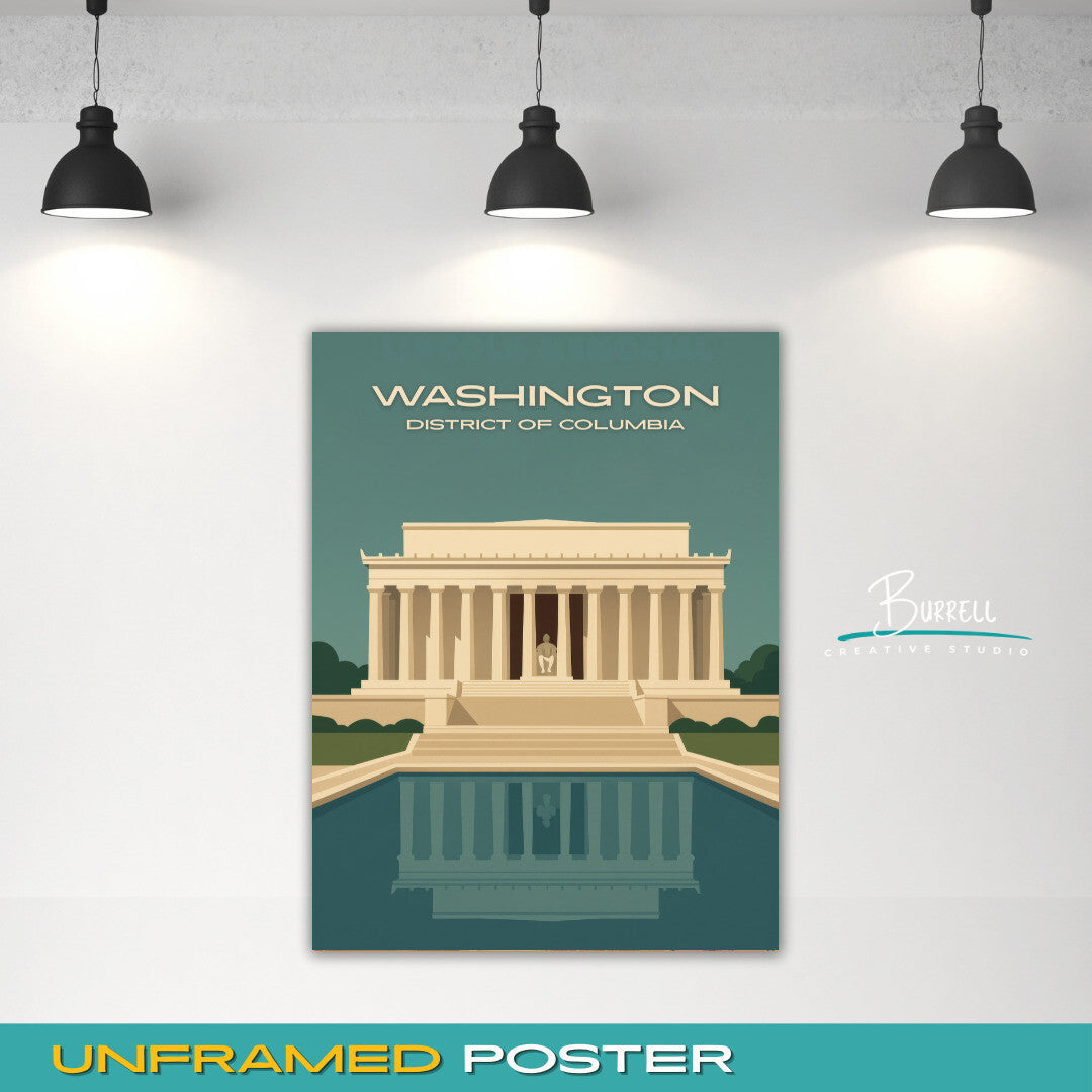 Washington District Of Columbia Lincoln Memorial Travel Poster & Wall Art Poster Print
