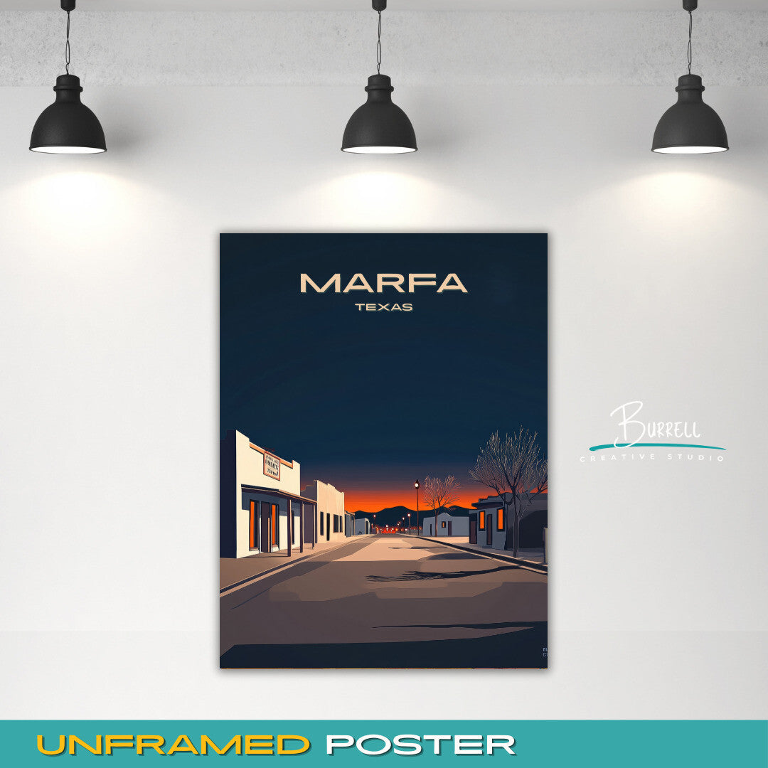 Marfa Texas Mystery Lights Travel Poster & Wall Art Poster Print