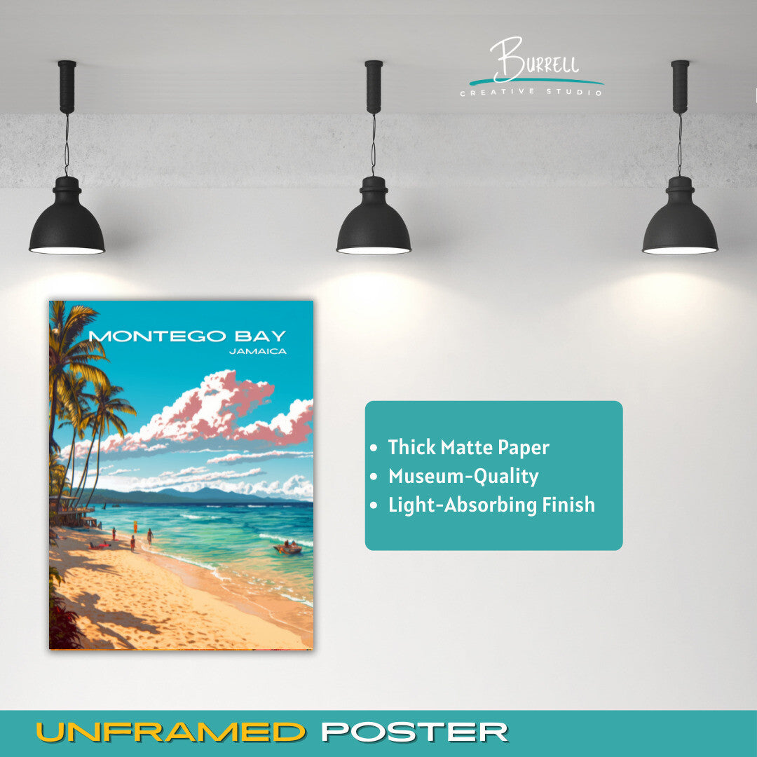 Montego Bay Jamaica Doctor's Cave Beach Travel Poster & Wall Art Poster Print