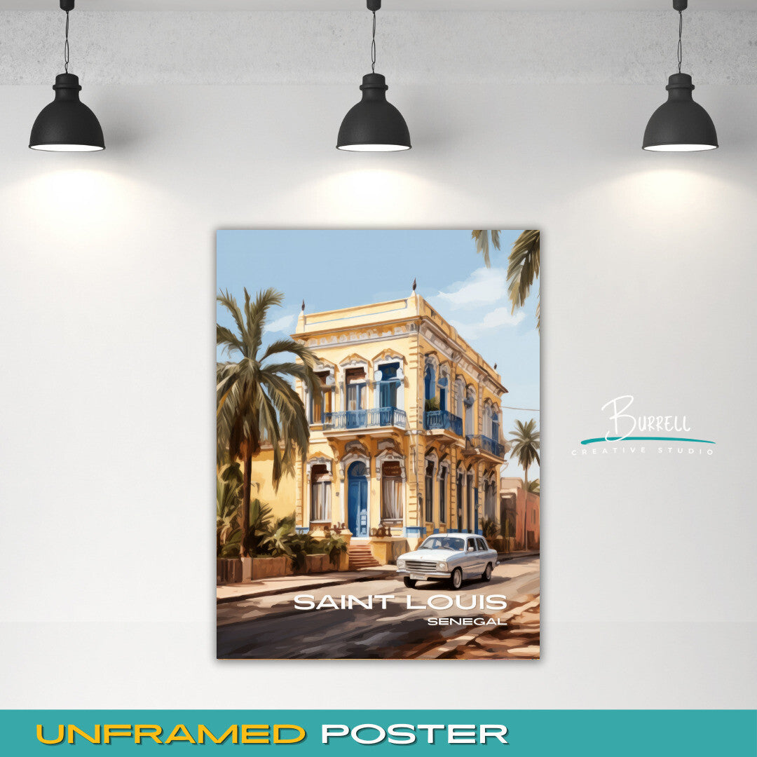 Saint Louis Senegal Colonial Architecture Travel Poster & Wall Art Poster Print