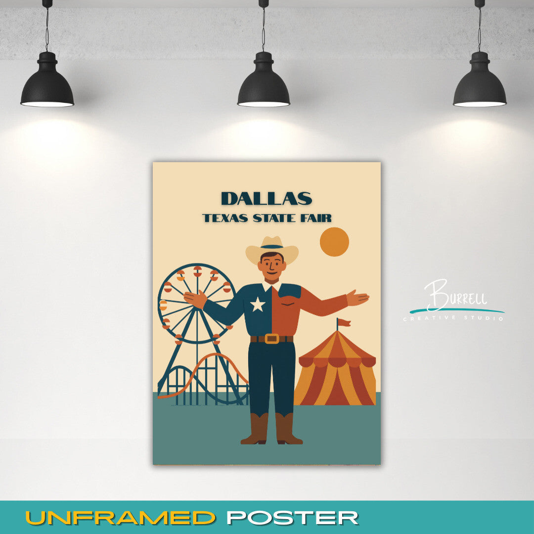Dallas Texas State Fair Attractions Travel Poster & Wall Art Poster Print