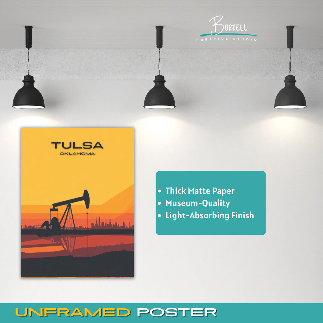 Tulsa Oklahoma Oil Scenery Travel Poster & Wall Art Poster Print