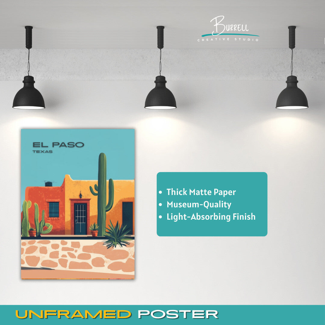 El Paso Texas Cultural Charm Travel Poster & Wall Art Poster Print