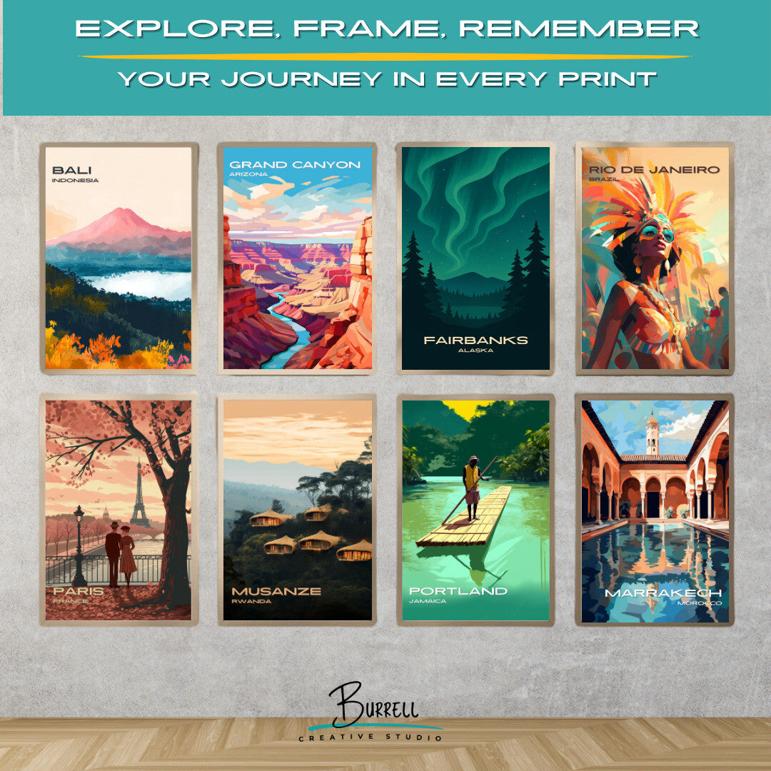 Fairbanks Alaska Winter Northern Lights Travel Poster & Wall Art Poster Print