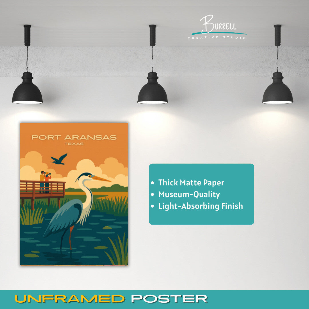 Port Aransas Texas Marine Wildlife Travel Poster & Wall Art Poster Print