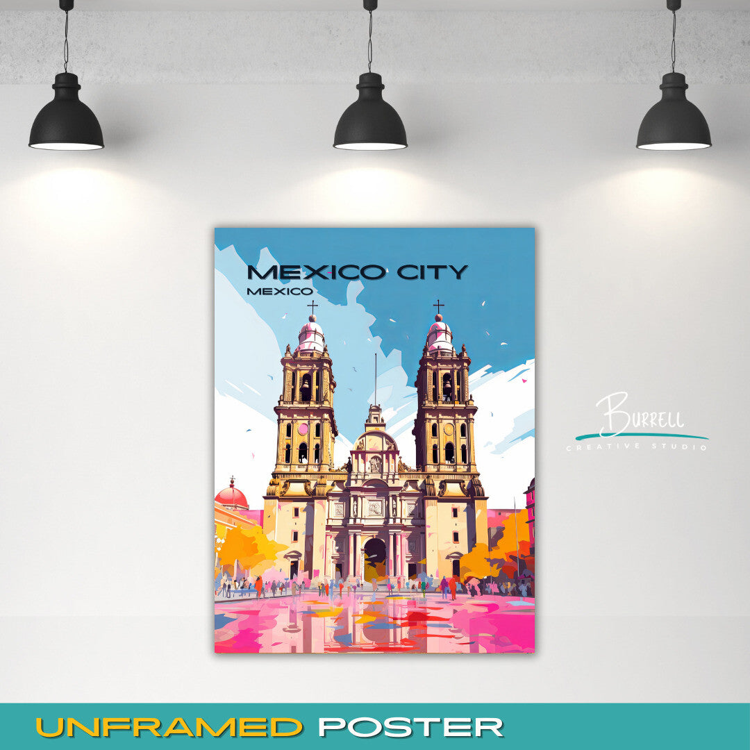 Mexico City Mexico Metropolitan Cathedral Travel Poster & Wall Art Poster Print