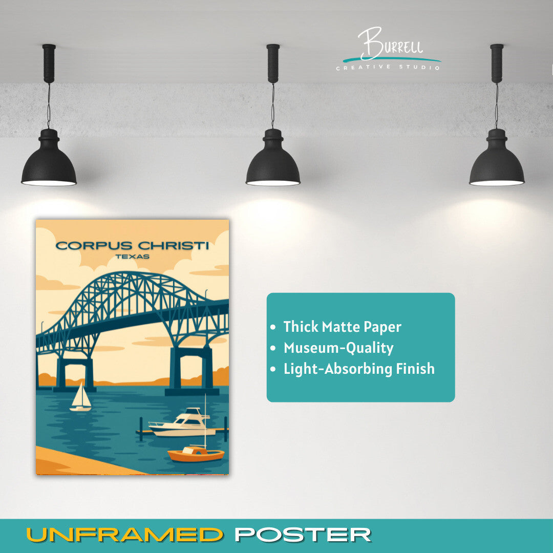 Corpus Cristi Texas Harbor Bridge Travel Poster & Wall Art Poster Print