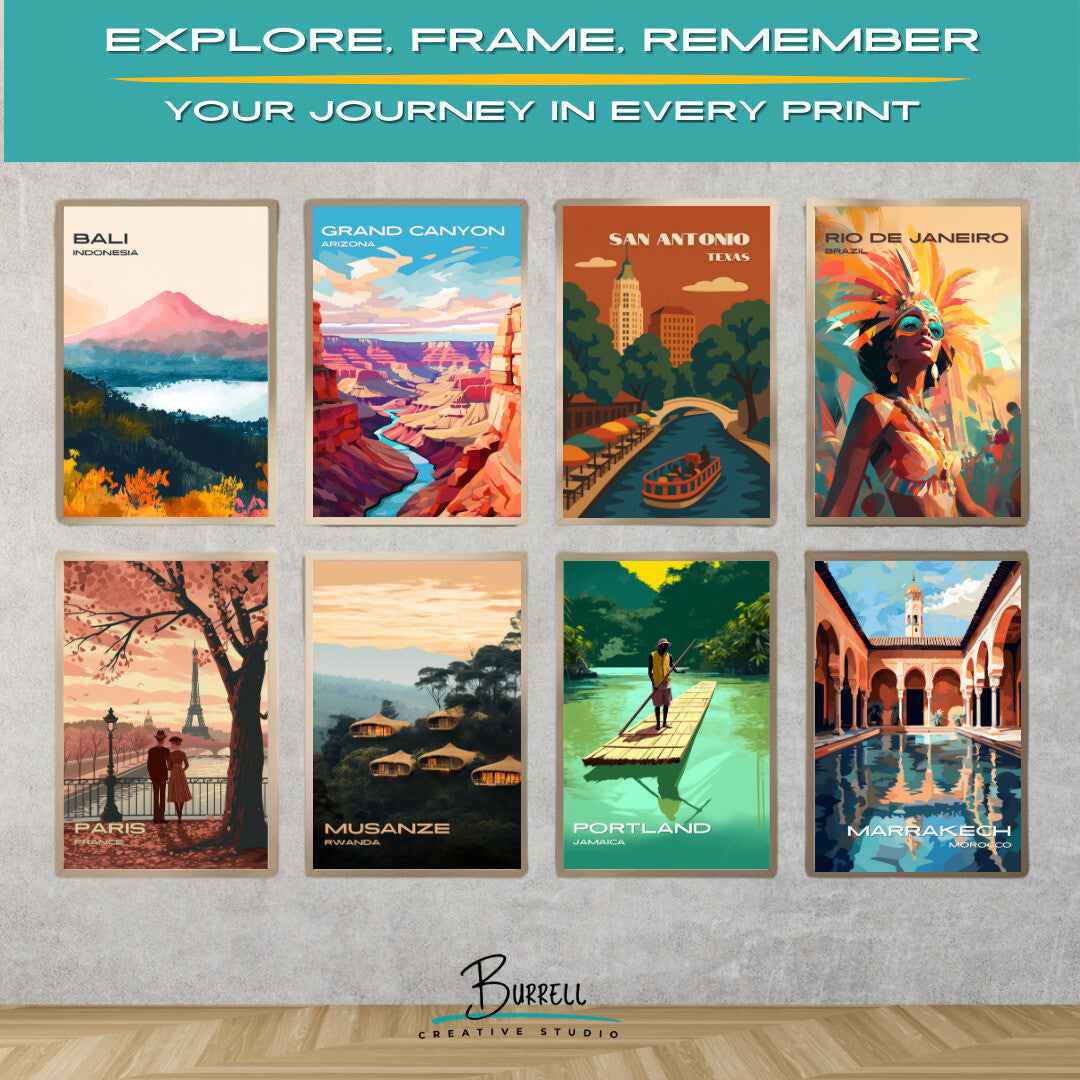 San Antonio Texas Riverwalk Tour Travel Poster & Wall Art Poster Print