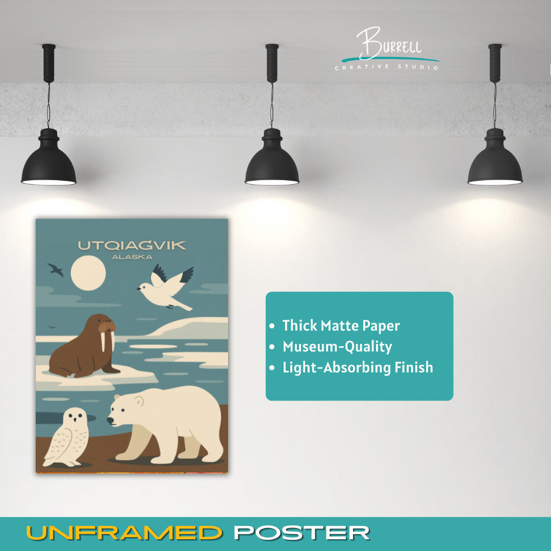 Utqiaġvik Alaska Wildlife Travel Poster & Wall Art Poster Print