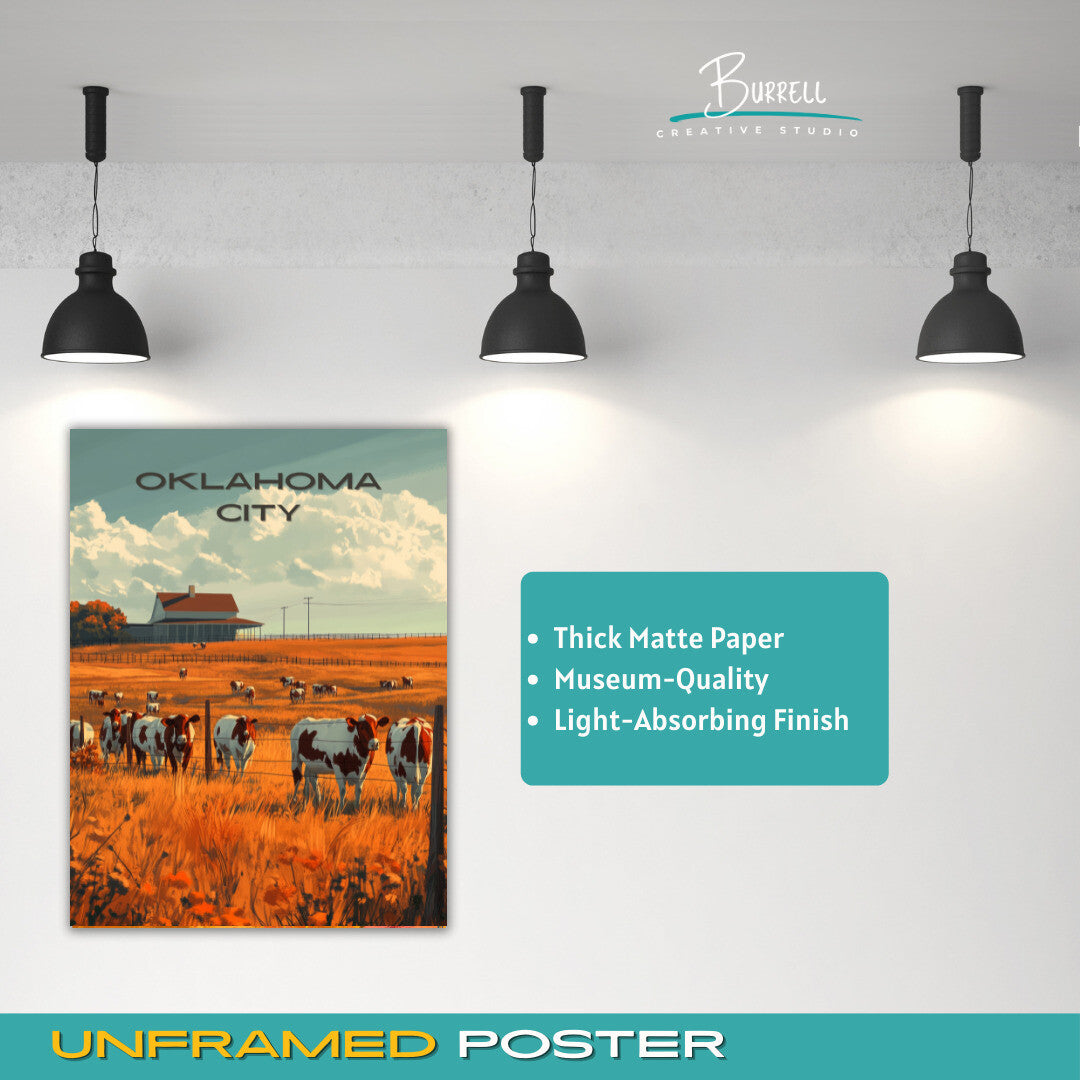 Oklahoma City Oklahoma Ranch Culture Travel Poster & Wall Art Poster Print