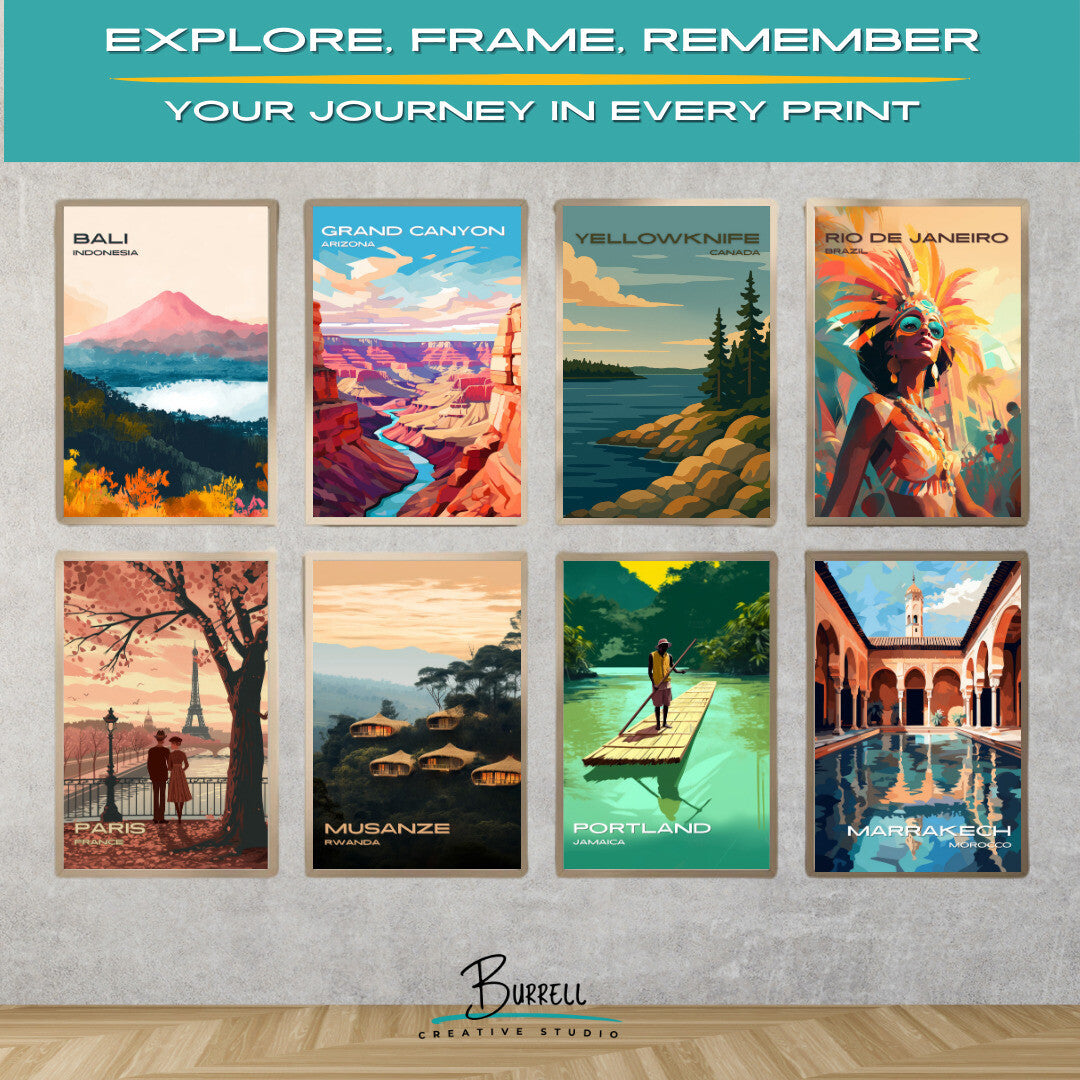 Yellowknife Canada Coastal View Travel Poster & Wall Art Poster Print