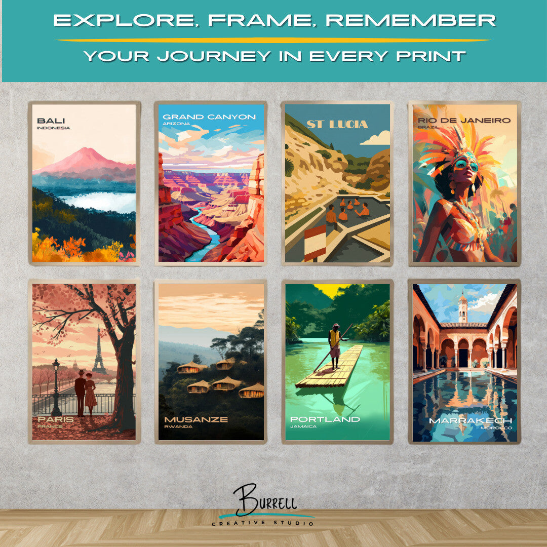 Soufrière St Lucia Sulphur Springs Travel Poster & Wall Art Poster Print