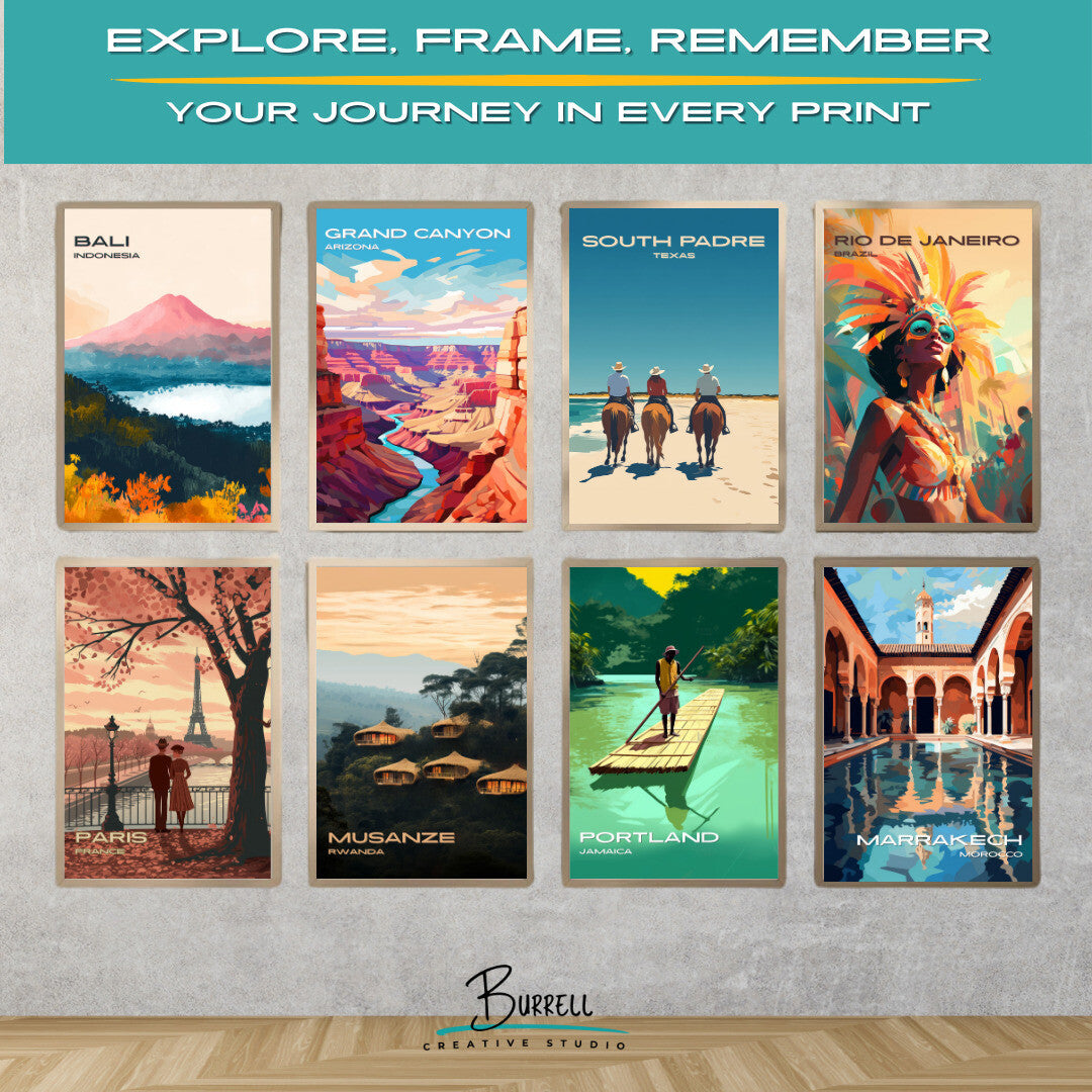 South Padre Texas Horseback Riding Travel Poster & Wall Art Poster Print