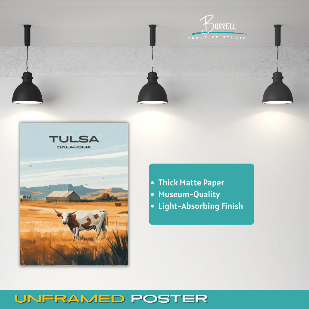 Tulsa Oklahoma Rancher Culture Travel Poster & Wall Art Poster Print