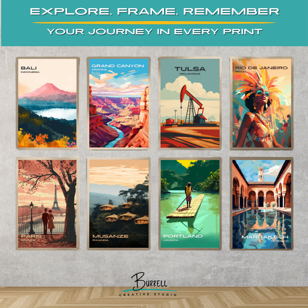 Tulsa Oklahoma Oil Drilling Travel Poster & Wall Art Poster Print
