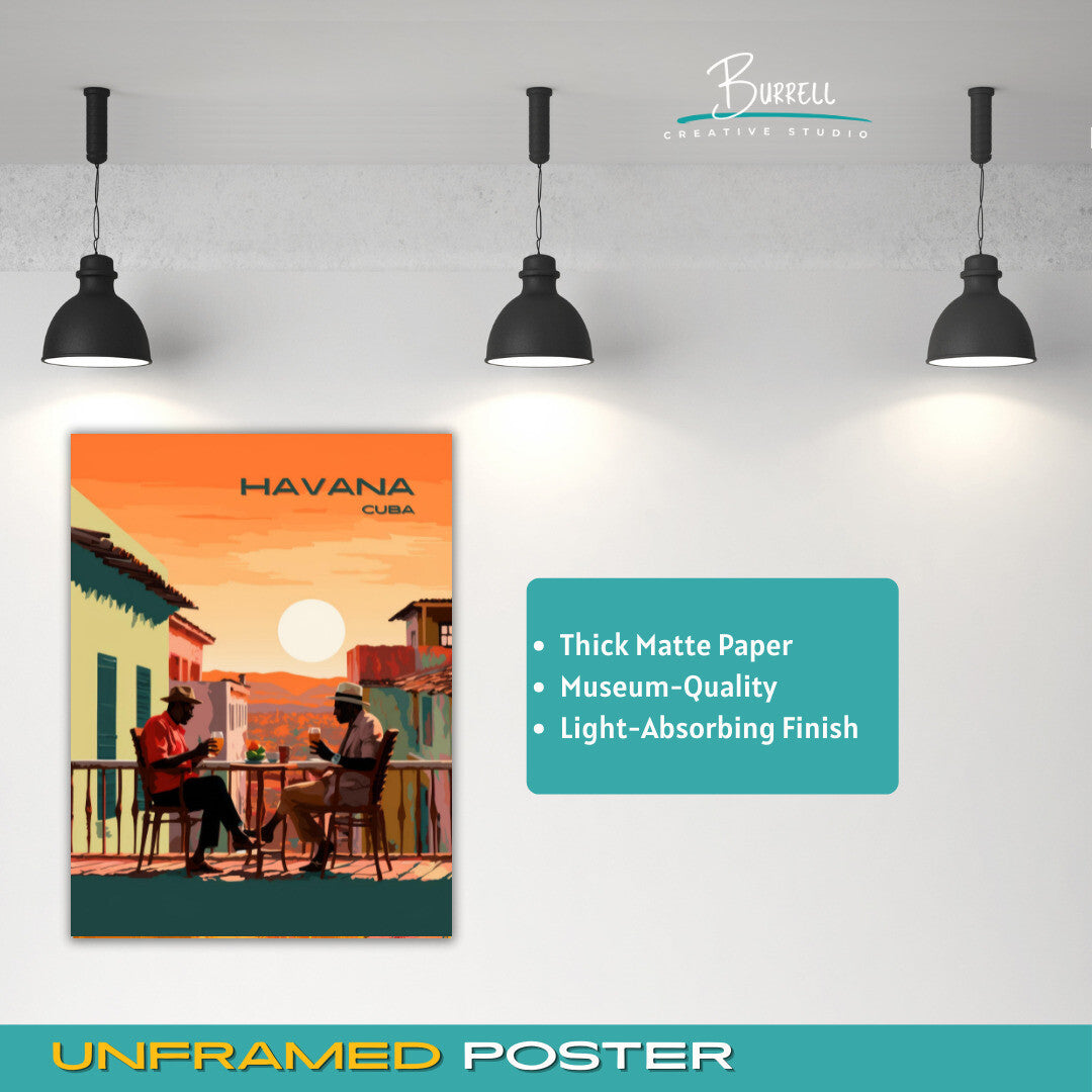 Havana Cuba Serene Sunset Travel Poster & Wall Art Poster Print