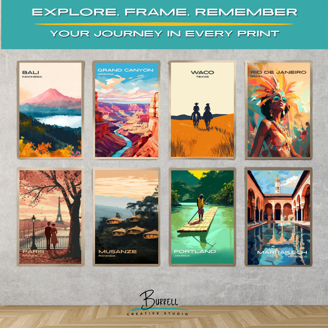 Waco Texas Horseback Riding Travel Poster & Wall Art Poster Print