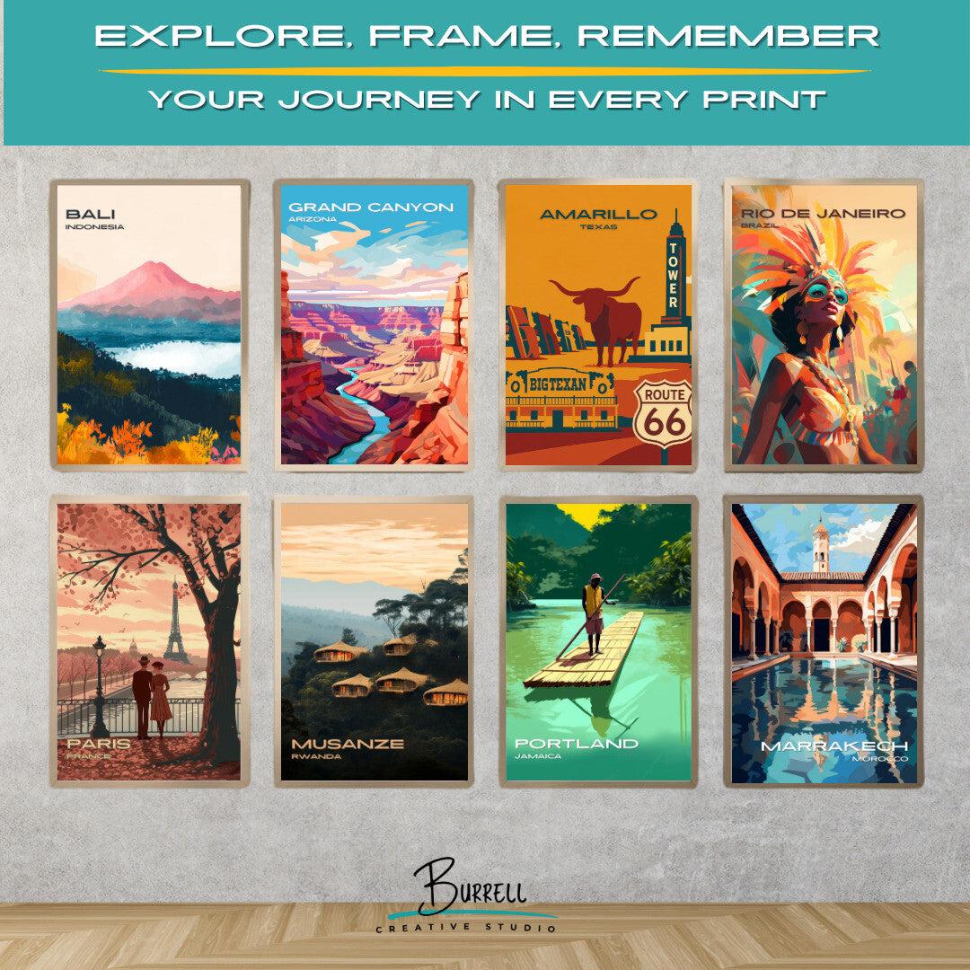 Amarillo Texas Unique Attractions Travel Poster & Wall Art Poster Print