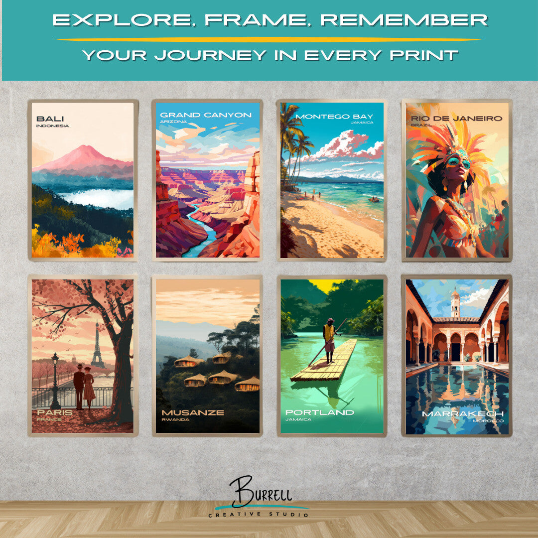 Montego Bay Jamaica Doctor's Cave Beach Travel Poster & Wall Art Poster Print