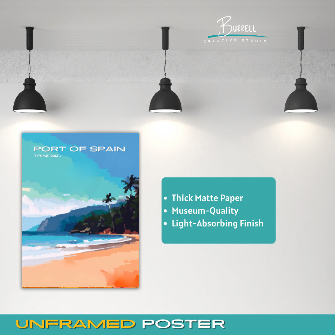 Port of Spain Trinidad Maracas Beach Travel Poster & Wall Art Poster Print