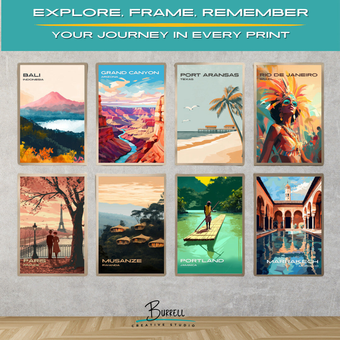 Port Aransas Texas Beach View Travel Poster & Wall Art Poster Print