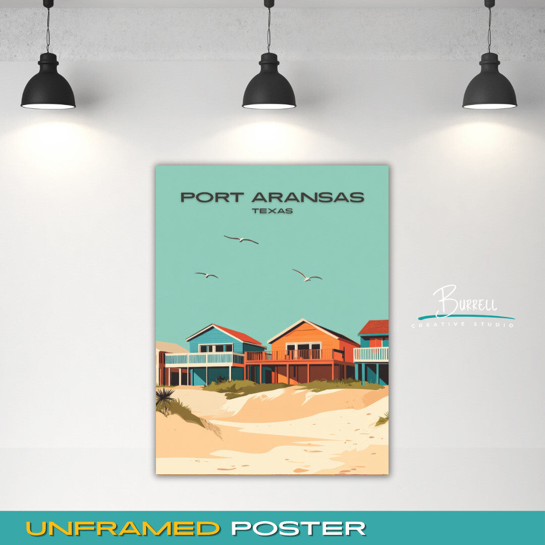 Port Aransas Texas Coastal Charm Travel Poster & Wall Art Poster Print