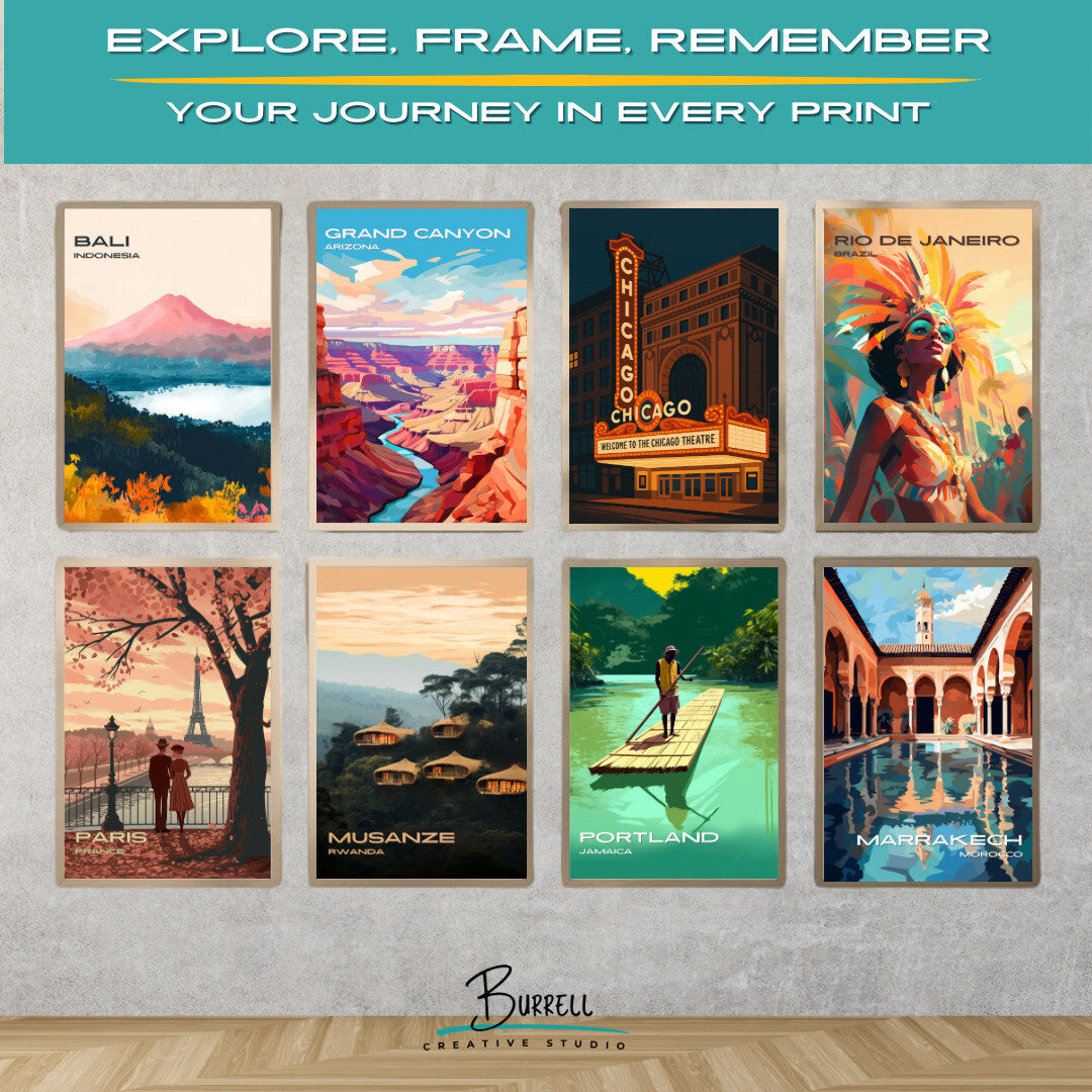 Chicago Illinois Theater Lights Travel Poster & Wall Art Poster Print