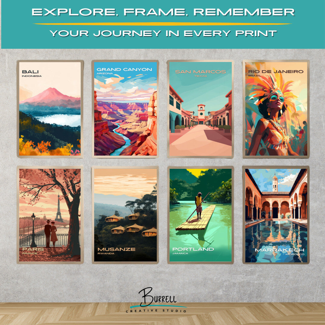 San Marcos Texas Shopping Mall Travel Poster & Wall Art Poster Print
