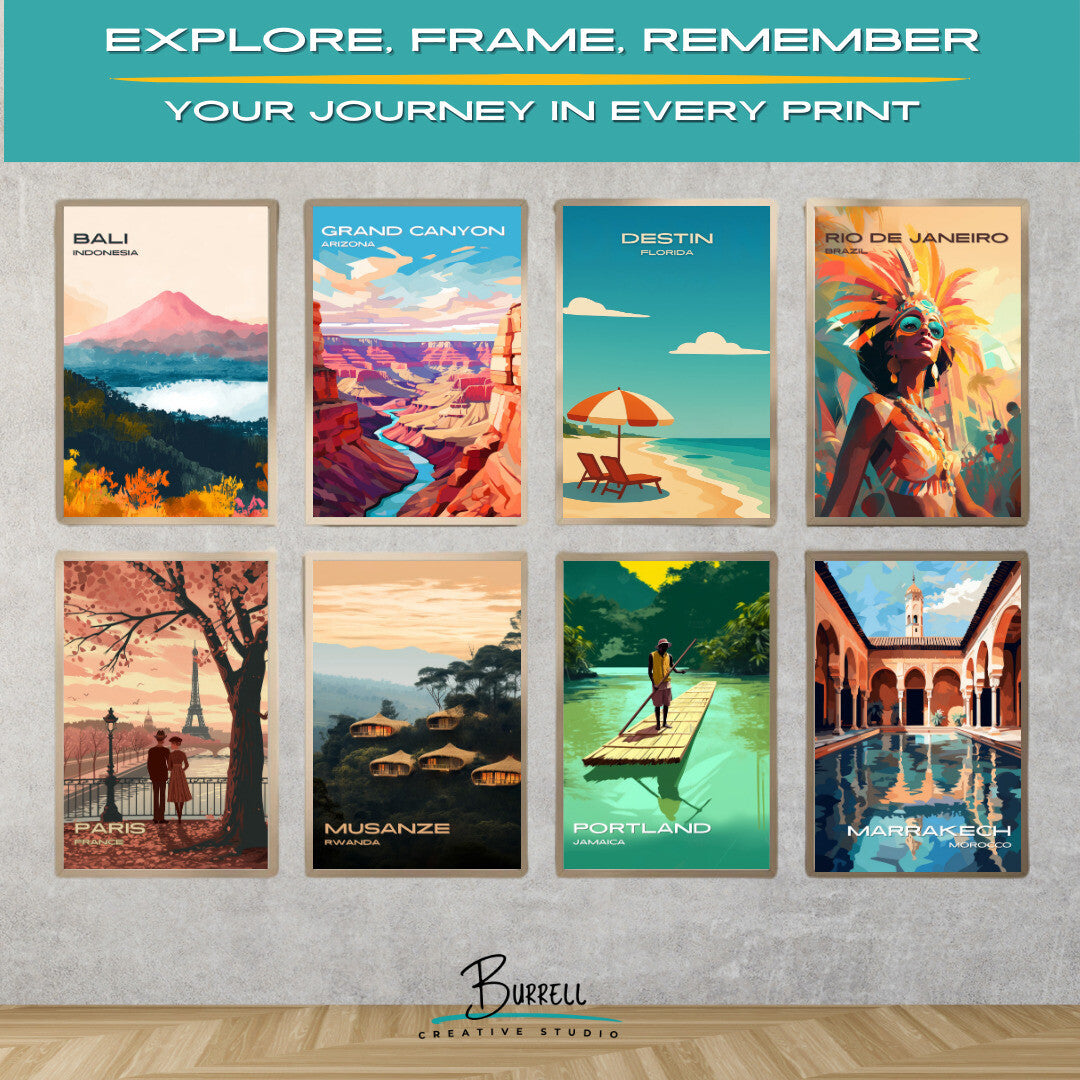 Destin Florida Beach View Travel Poster & Wall Art Poster Print