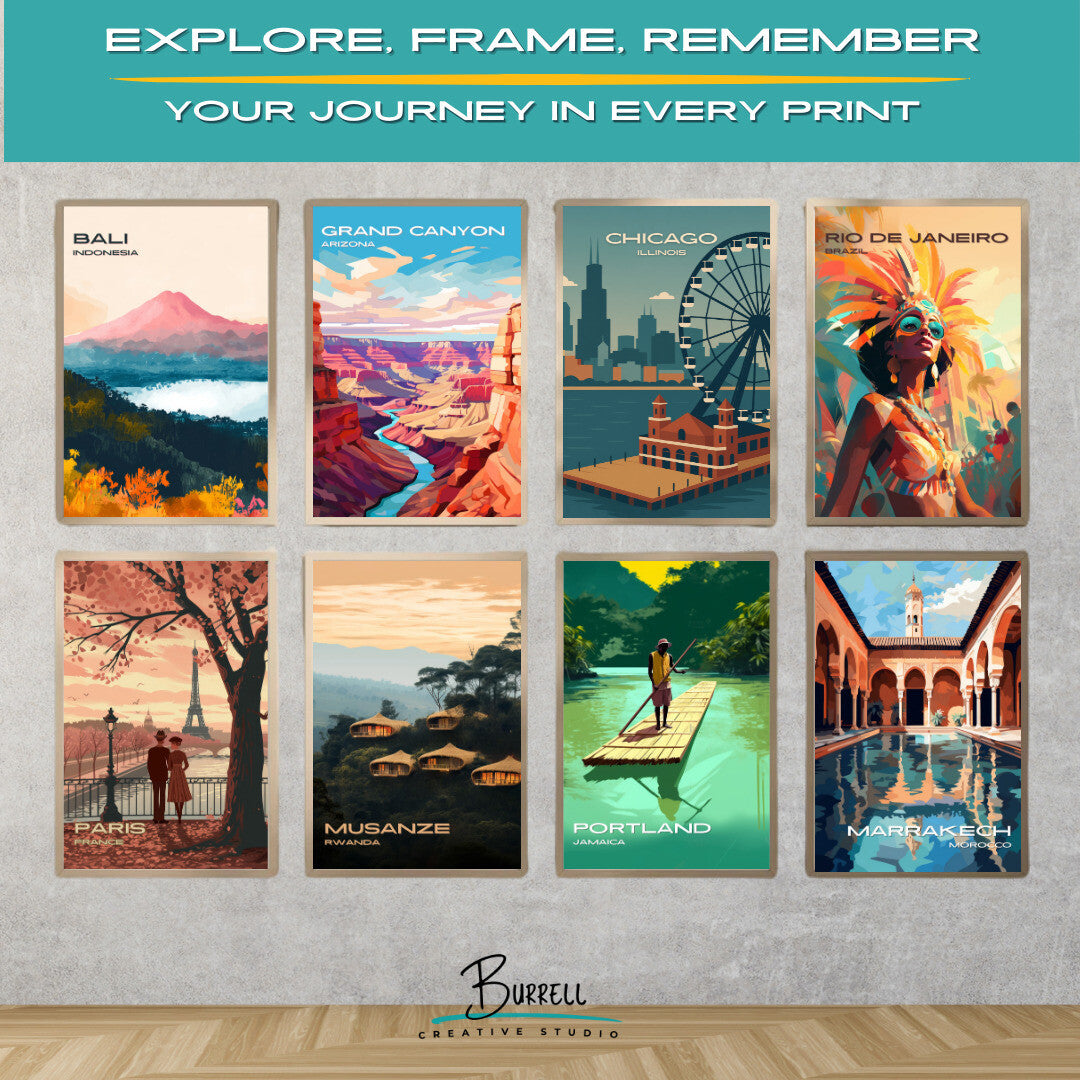 Chicago Illinois Navy Pier Aerial View Travel Poster & Wall Art Poster Print