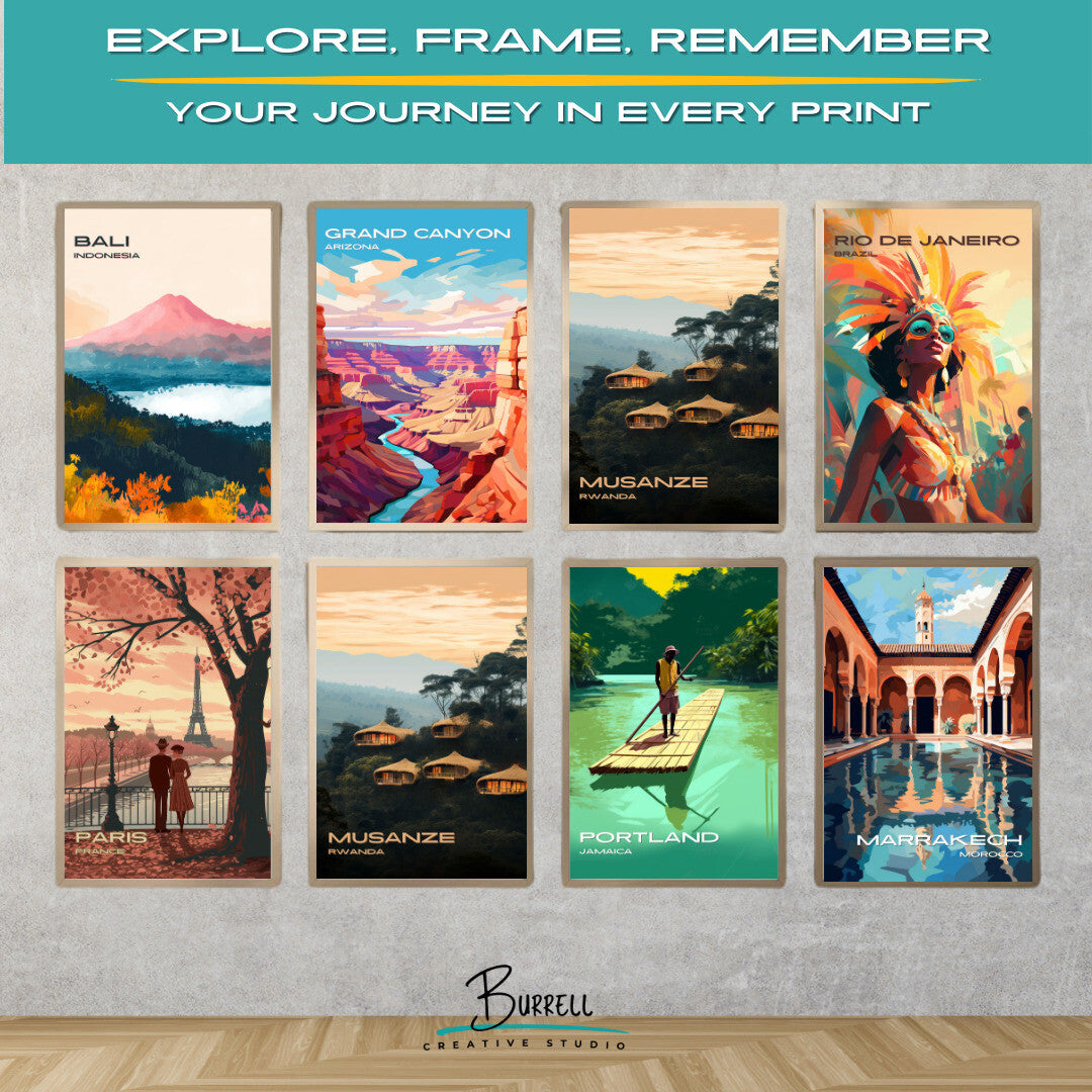 Musanze Rwanda Bisate Lodge Travel Poster & Wall Art Poster Print