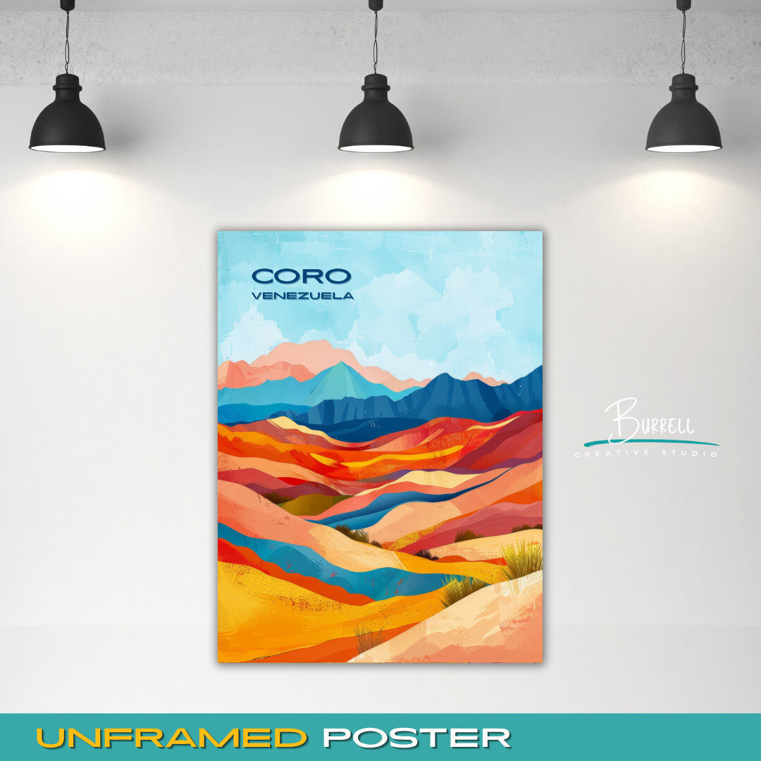 Coro Venezuela Dunes National Park Travel Poster & Wall Art Poster Print