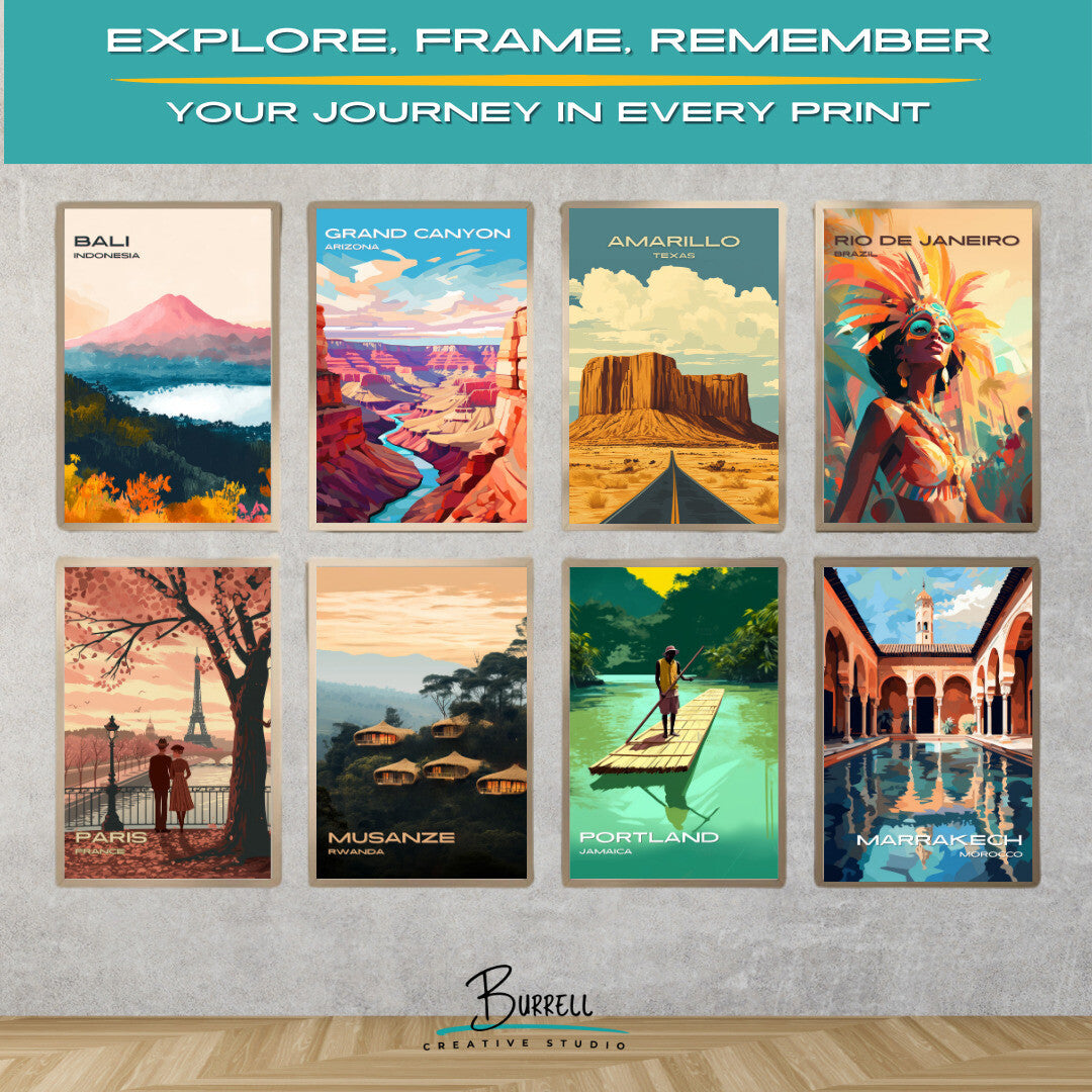 Amarillo Texas Desert View Travel Poster & Wall Art Poster Print