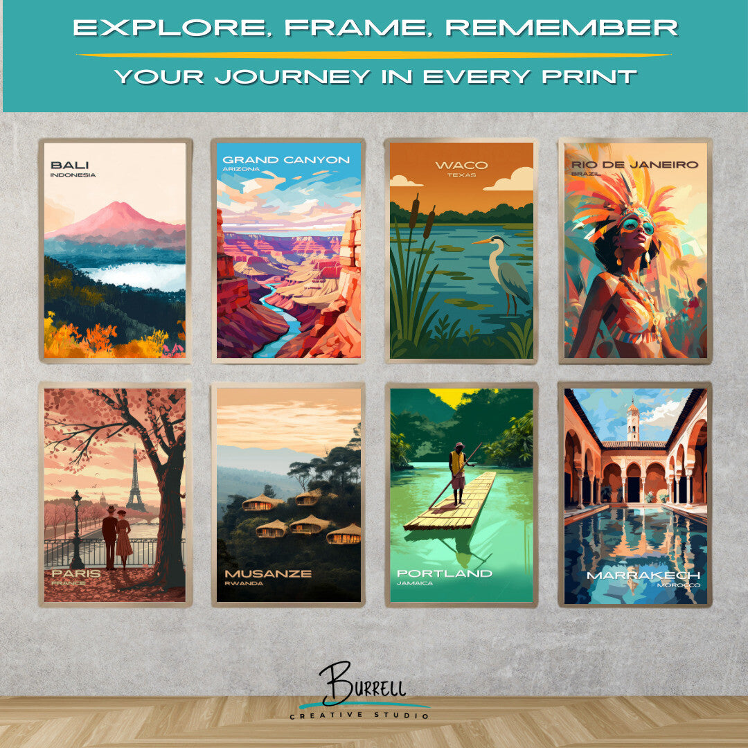 Waco Texas Lake Wetlands Travel Poster & Wall Art Poster Print