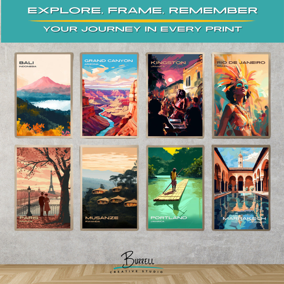 Kingston Jamaica Street Party Travel Poster & Wall Art Poster Print