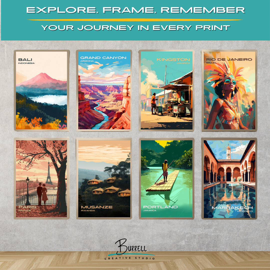 Kingston Jamaica Street Vendor Travel Poster & Wall Art Poster Print