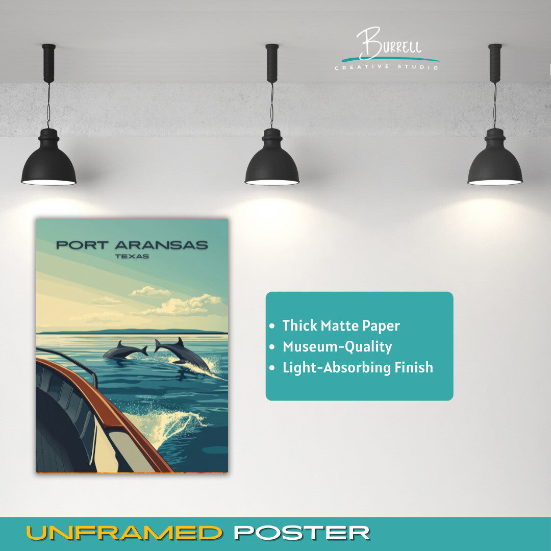 Port Aransas Texas Dolphin Tours Travel Poster & Wall Art Poster Print