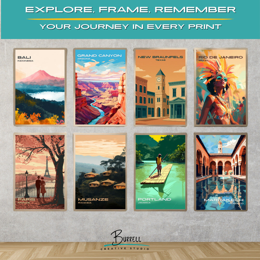 New Braunfels Texas Historic District Travel Poster & Wall Art Poster Print