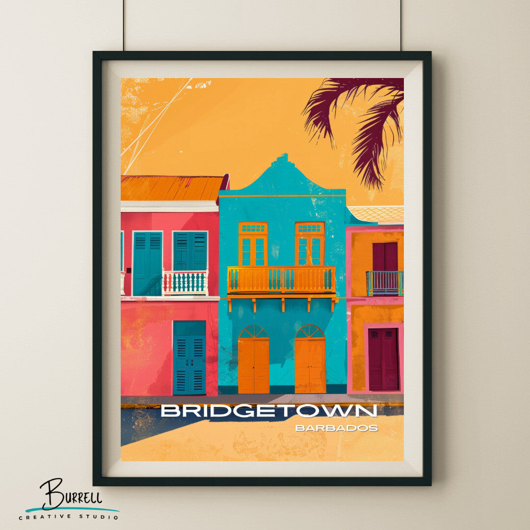 Bridgetown Barbados Architecture Travel Poster & Wall Art Poster Print