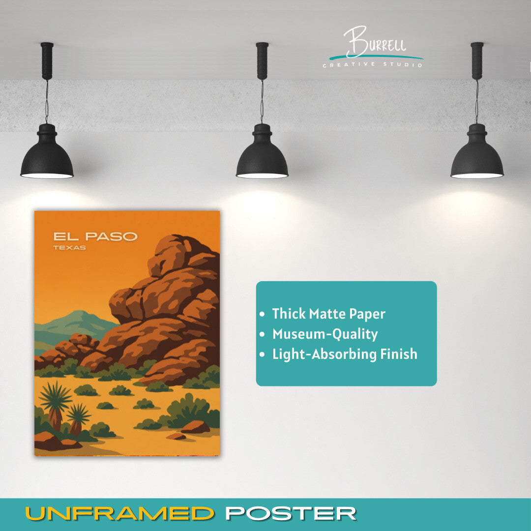 El Paso Texas Hueco Tanks View Travel Poster & Wall Art Poster Print