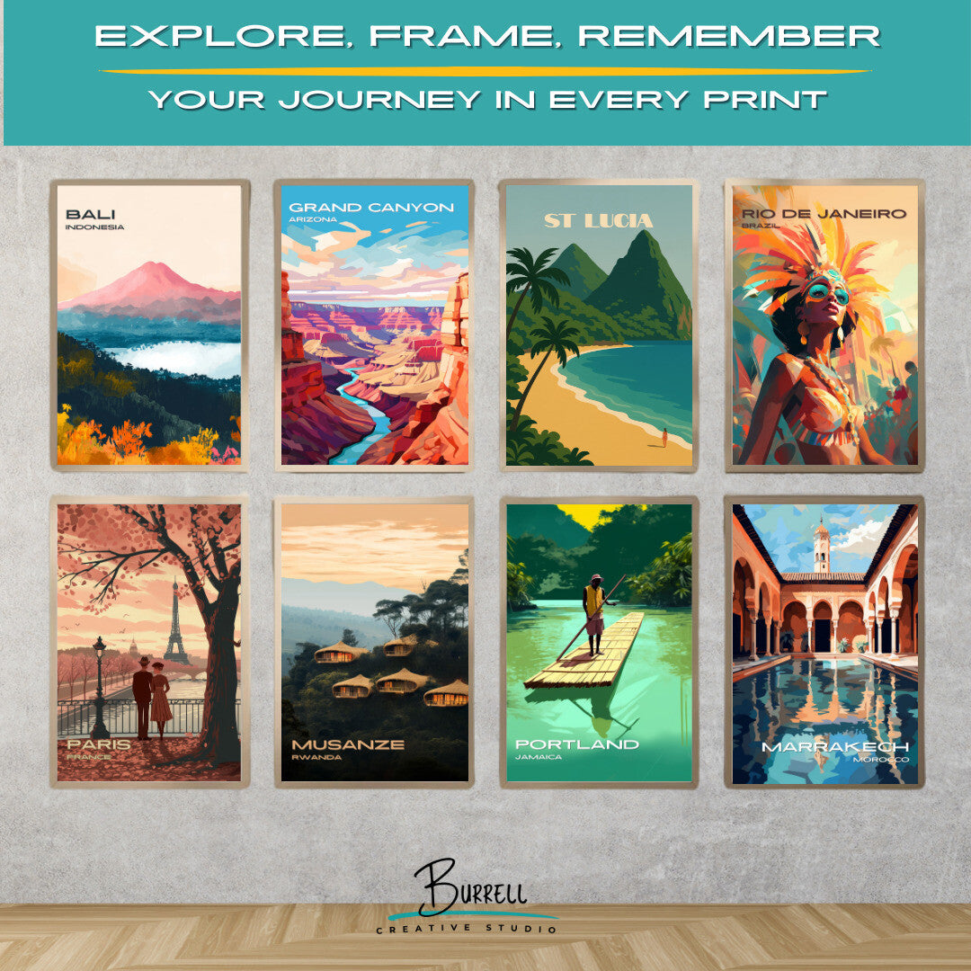 Soufrière St Lucia Anse Chastanet Beach Travel Poster & Wall Art Poster Print