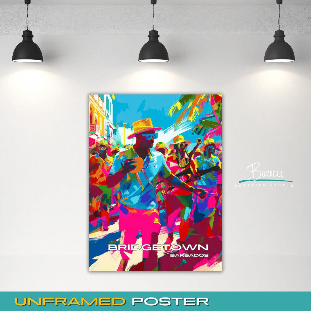 Bridgetown Barbados Carnival Travel Poster & Wall Art Poster Print