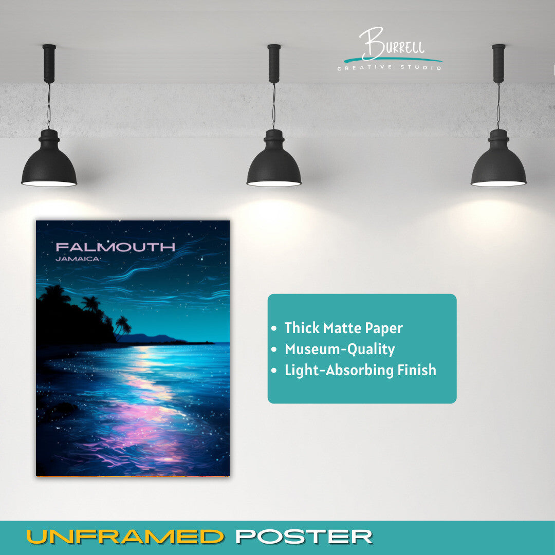 Falmouth Jamaica Luminous Lagoon Travel Poster & Wall Art Poster Print